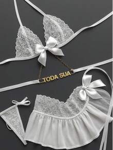 Set With Pre-Written Lettering. Your Gift Includes A Skirt With A Chain Detail. - trắng - Xem 2