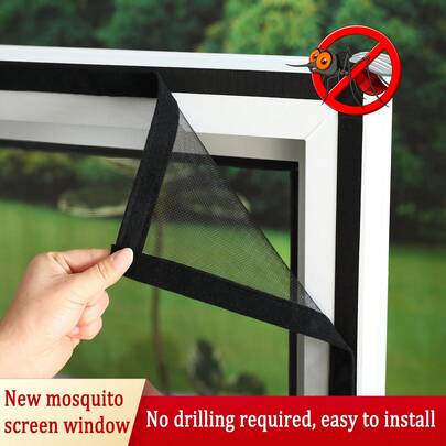 1pc Black New Anti-Mosquito Mesh Screen, Self-Adhesive No Drilling Installation, Breathable Effective Mosquito Repellent, Pet Friendly, Suitable For Bedroom, Living Room, Bathroom, Balcony