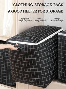 1PC Zipper Non-Woven Storage Bag, Padded Coat And Quilt Storage Bag, Home And Travel Item Storage Bag, Seasonal Clothing Storage Bag, Holiday Gift Storage Bag, Home Decoration Storage Bag, Daily Necessities Storage Bag, Party Supplies Storage Bag,Dorm Room - Black - View 2