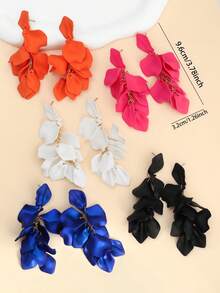 1对时尚花瓣流苏花朵耳环，休闲海滩度假风 - 彩色 - 查看 7