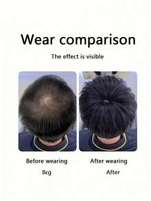 1pc Men's Short Wig - Men's Hair Topper. Fashionable, Invisible Hair Topper Designed For Thinning Hair And Covering "Mediterranean-Style" Baldness. This Stylish Seamless Flip-Style Wig Has A Natural, Invisible Appearance, Straight Hair Texture, And Soft Feel, With Fully Customizable Styling., Halloween - Multicolor - View 3