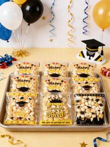 100个毕业礼品袋，透明毕业帽图案礼品包装袋，毕业派对回礼袋，祝贺2026届毕业生，毕业装饰，毕业饼干烘焙袋，毕业糖果袋，毕业庆祝桌面装饰，毕业甜点袋，毕业DIY包装用品，毕业礼物，派对回礼 - 畢業季 - 查看 6