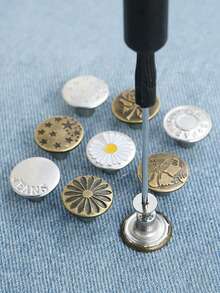 10/20pcs Nail-Free Adjustable Jeans Button Set, Seamless Removable Denim Buttons, Waist Tightener For Pants & Jeans, No Sewing Required - Multicolor - View 8