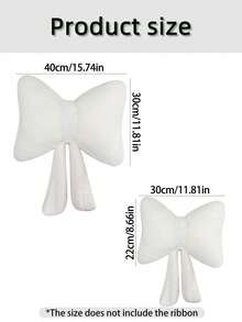 1pc White Solid Color Ribbon Bow Decorative Throw Pillow, Atmosphere Decor Cushion, Headboard Pillow, Suitable For Living Room Sofa, Bedroom, Perfect Gift For Family And Friends - White - View 2
