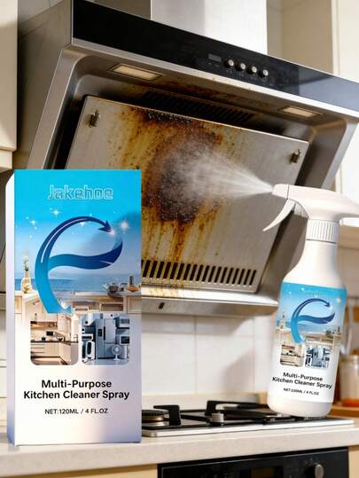 多用途厨房清洁喷雾——有效去除油污和污垢。这款厨房清洁喷雾专为日常家居使用而设计，能够快速分解炉灶、抽油烟机、台面和其他厨房表面的顽固油渍和污垢。只需轻轻喷洒擦拭，即可去除顽固污渍，不留水渍或油腻残留。方便高效，助您保持厨房环境清新洁净，满足您的烹饪需求。