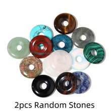 2个18/25毫米圆形护身符吊坠，天然宝石水晶玛瑙护身符项链吊坠配件 - 彩色 - 查看 23