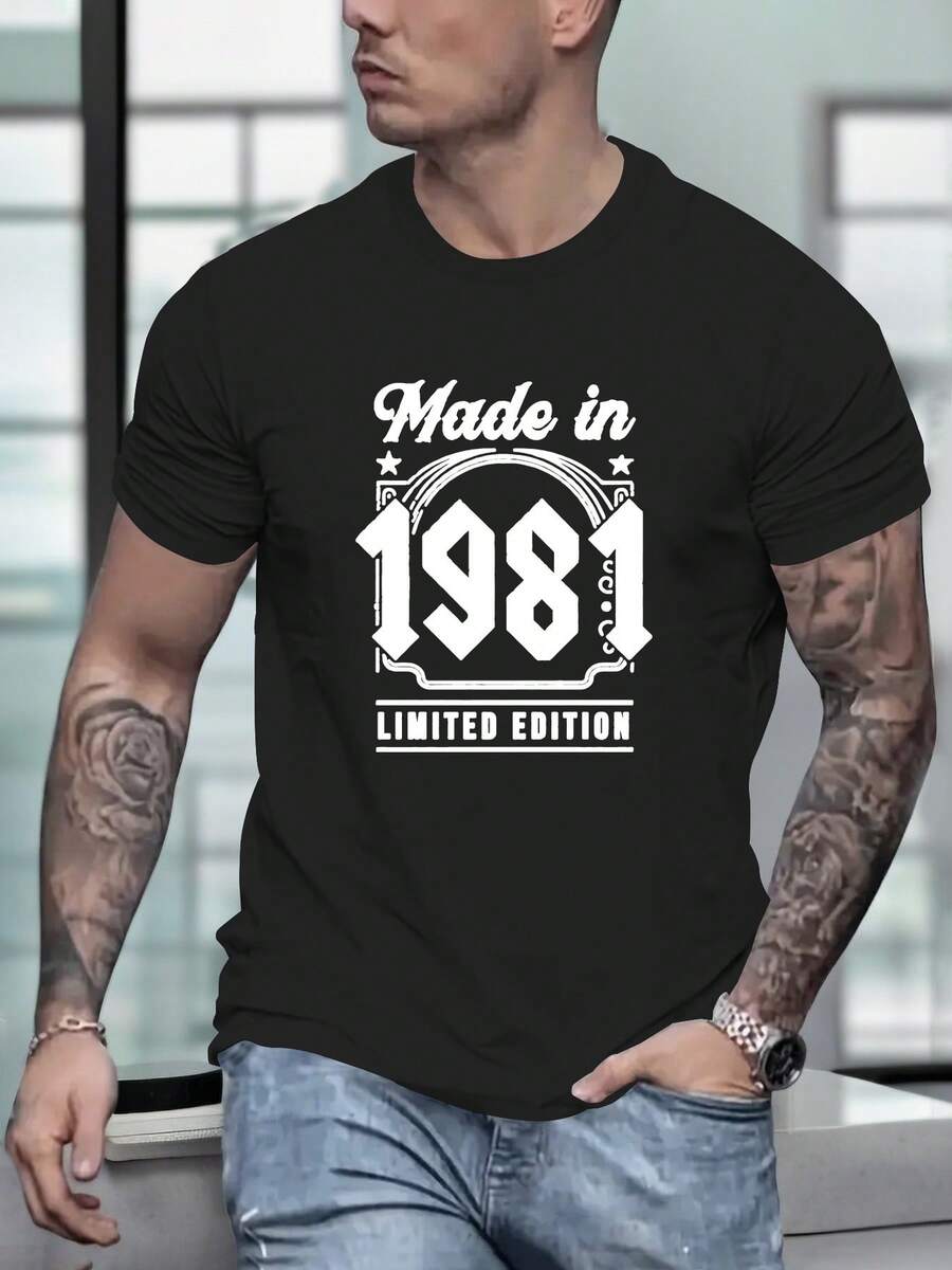 Camiseta Versátil para Hombre, una Blusa de Manga Corta Estilosa y Casual con Estampados de Moda para Ropa de Hombre de Alta Gama - Negro - Ver 1