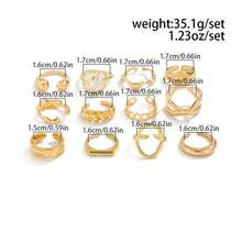 12Pcs Gold Statement Ring Set Chunky Chain, Twisted  Pearl Design Stackable Rings For Women, Boho Western Cowgirl Jewelry For Beach Party  Festival - Geometric Baroque Metal Ring Set - View 6