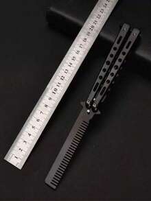 1把超酷炫全钢未开刃户外折叠梳，适合初学者进行周边旋转练习，蝴蝶梳，酷炫旋转练习，送给他的绝佳礼物 - 彩色 - 查看 15