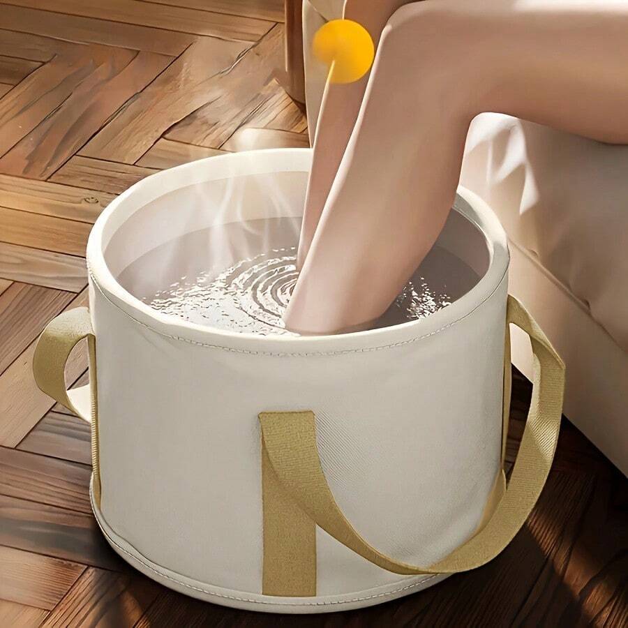 1pc Foldable Foot Bath Basin, Fragrance-Free Design, With Sturdy Handle For Easy Carrying And Use, Includes Bath Bag - Foldable - View 1