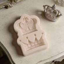 1pc Gray 2-Part European-Style Crown Resin Silicone Mold, Handmade Art Craft Tool, Resin Drip Mold, Clay And Plaster-Making Tools, Easy Demolding, Reusable Resin Silicone Mold. - Beige - Crown - View 4