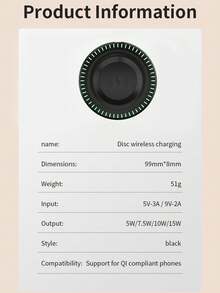 15W桌面无线充电器，带充电指示灯，兼容支持Qi标准的智能手机、耳机，兼容 8/X/11/12/13/14/15/16/17系列无线充电器 - 黑色 - 查看 9