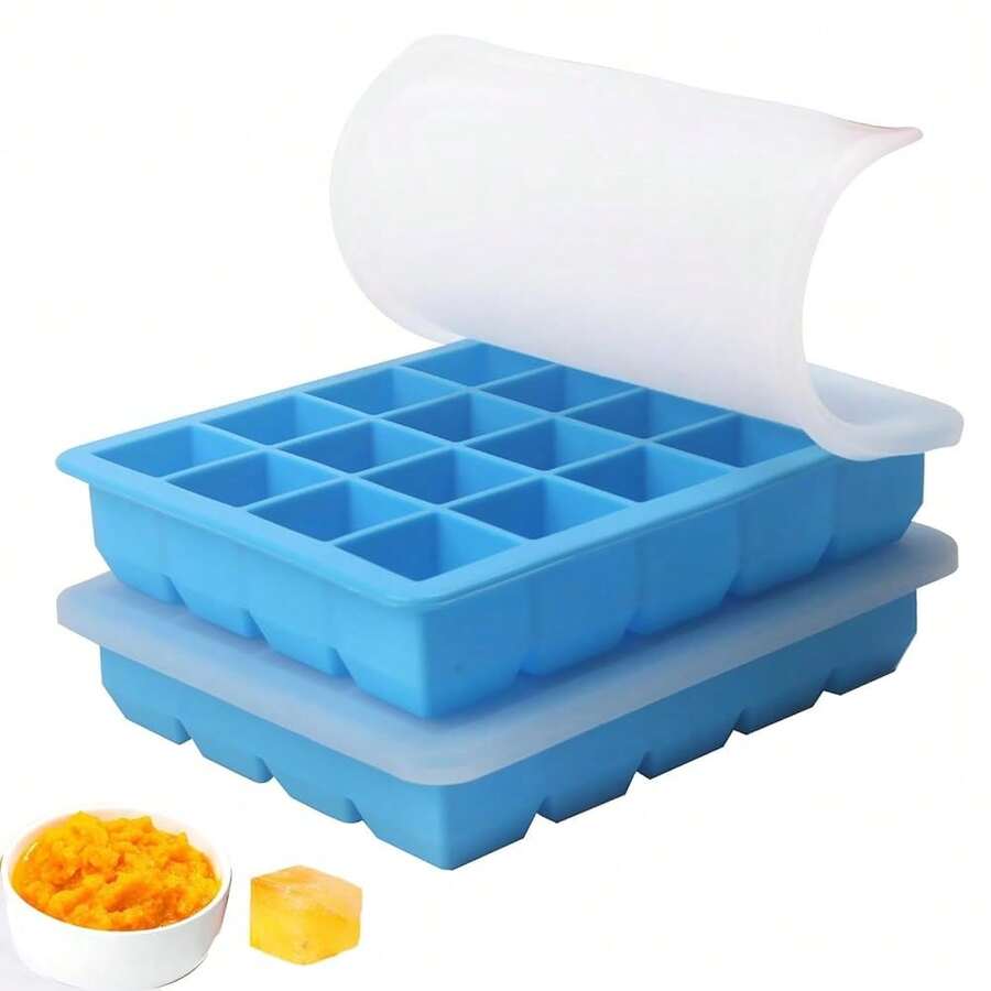 Tbsp Silicone Freezer Molds - Perfect For Storing Garlic, Ginger, Pesto, Herbs,Tomato Paste, Lemon Juice,Vegetable Purees,Purees And More - Silicone Food Freezer Tray (2 Pack Blue) - 2PackBlue - View 1