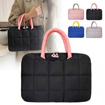 新款女士手提包，简约纯色扁平手提包，适合通勤和外出，可装3英寸笔记本电脑，颜色可选