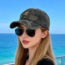 1pc New Retro American Leopard Print Letter Embroidery Baseball Cap, Street Fashion Stylish Petite Visor Hat For Women - Multicolor - View 1