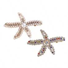 Vintage Faux Pearl Decor Starfish Shaped Hair Clip Stylish Hair Bun Maker Accessory, Suitable For Women And Girls For Daily Wear, Head Accessories, Hair Accessories For Women, Claw Clips - 彩色 - 查看 6