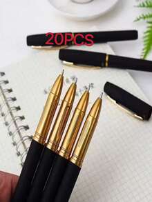5/10/20pcs Set Black & Gold Tone Neutral Pens, Elegant Color Scheme Suitable For Office, School And Professionals, Essential Back To School Stationery - Black - View 12