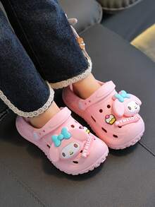 SANRIO 1双儿童卡通可爱防滑室内浴室软底拖鞋，幼儿沙滩凉鞋 - 粉色 - 查看 2