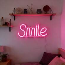 1pc LED Bar Game Room Smile Neon Sign Wall Decor, Battery/USB Powered, Suitable For Holiday Party, Fairy Lights, Home, Shop, Bedroom, Living Room Decoration - Smile Neon Sign - View 5