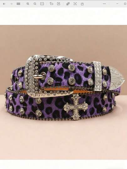 Designer BB Belt, Simon Style Rhinestone Belt With Cross Decor, Suitable For Summer, Autumn, Halloween, Autumn/Winter, Ideal For Casual, Outdoor, Sports, Vacation, Graduation Gift, Birthday Gift And Daily Wear For Teenagers, Young Adults, Men