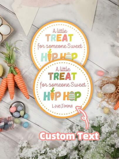 1-120Pcs Custom Easter Stickers, Student Easter Labels, Gift Stickers, Easter Gift Labels, Waterproof And Oil-Proof, Available In Multiple Sizes. Suitable For Easter Egg Gift Boxes, Bunny Doll Packaging, And Candy And Snack Bags.