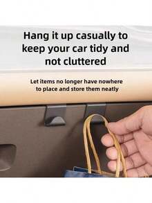 2pcs Streamlined Car Storage Hooks - Compact Wall-Mounted Glove Box & Interior Organizer, Durable Plastic Material - Storage Hooks - View 4