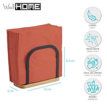 Well Home Porta tovaglioli in metallo e bambù nero - Multicolore1 - Visualizzare 2