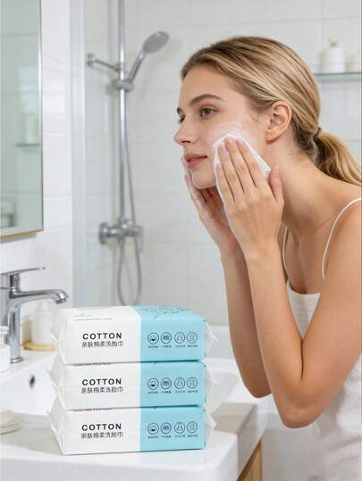 30pcs/40pcs/50pcs Thick Extra Large Facial Tissue Paper. Soft Makeup Remover Wipes, Dual-Use Skincare Tool. Suitable For Sensitive Skin, Non-Woven Fabric Material, Ideal For Beach, Travel And Back To School.