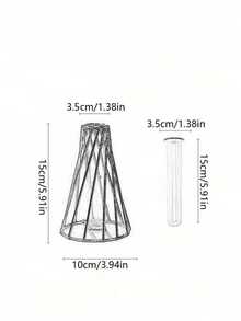 1 pieza Elegante jarrón para decoración del hogar en fiestas de boda con marco de metal hueco, adecuado para flores secas/artificiales, centro de mesa para días festivos - florero - Ver 3