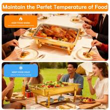 Gold Chafing Dishes For Buffet With Lid (9QT, 2/4/6Pack), Gold Chafing Dishes For Buffet,Round Chafers And Buffet Warmers Set With Mirror-Polished Stainless Steel, Rolled Rim, Stackable, Lid Holder For Parties, Weddings,Gold Chafing Dishes For Buffet Suit For Christmas Gatherings - 2*帶夾子 - 查看 4
