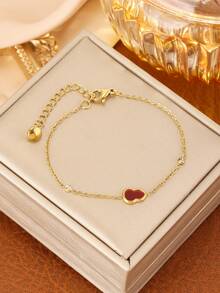 优雅不锈钢葫芦项链和手链首饰，四季皆宜 - 金色 - 查看 3