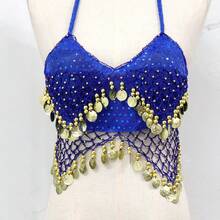 Áo croptop buộc dây tua rua đính sequin dành cho nữ, trang phục múa bụng phong cách Bohemian cho các lễ hội và buổi biểu diễn. - Nhiều màu - Xem 17