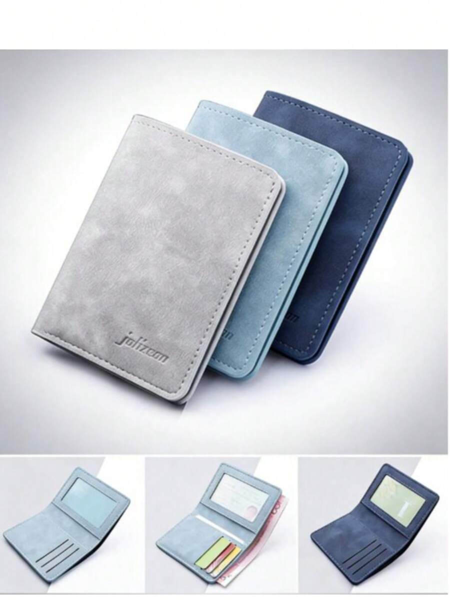 时尚休闲超薄多功能钱包，PU皮革驾驶证卡套，多卡位设计，男士迷你钱包，女士小钱包，现金钱包，可爱钱包，夏季旅行必备 - 彩色 - 查看 1