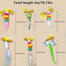 1pc Cat Toy With Bell And Chew Rope, Fluttering Dragonfly Design - Interactive Teaser Wand, Door Swing And Hanging Cat Toy - Multicolor - View 4