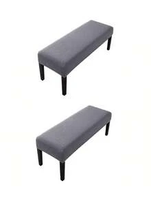 1PC,2pcs Dark Gray, Abstract Grid, Bench Cover, Jacquard Elastic, Modern Simplicity, Thickening And Lengthening, Wear Resistance And Dirt Resistance, Cat Scratches, Home Home, Office, Bench Cover, Piano Stool Cover, Stool Cover - Steel Gray - View 8
