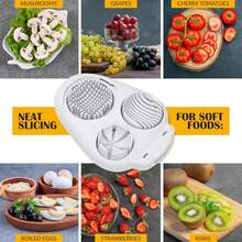 三合一切蛋器 - 重型不锈钢切割器 - 厨房切片工具，适用于草莓、蘑菇、葡萄、樱桃番茄 - 白色 - 白色 - 查看 2
