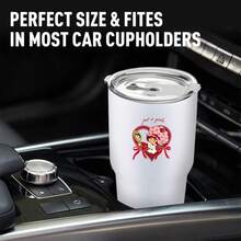 30oz Stainless Steel Tumbler Black White Options,  Cute Girl With Pink Hat And Mirror Graphic Cups, Insulated Travel Coffee Mug With Lid And Straw , Double Wall Vacuum Reusable Travel Cups, Funny Birthday Party Gift For Women & Men - trắng - Xem 2