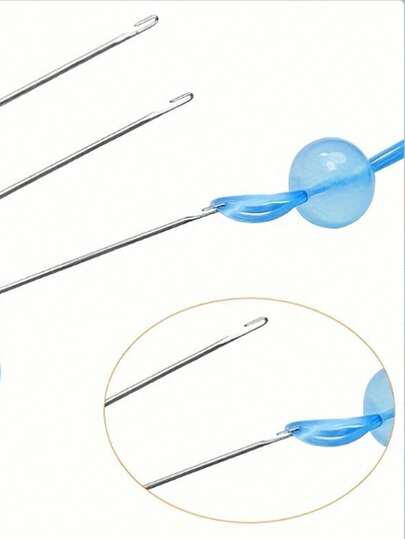[5pcs Stainless Steel Beading Needles, 10.24 Inches Long, 0.4mm-0.8mm Size Options - Side Open Design For Easy Threading, Suitable For Beading And Sewing]
