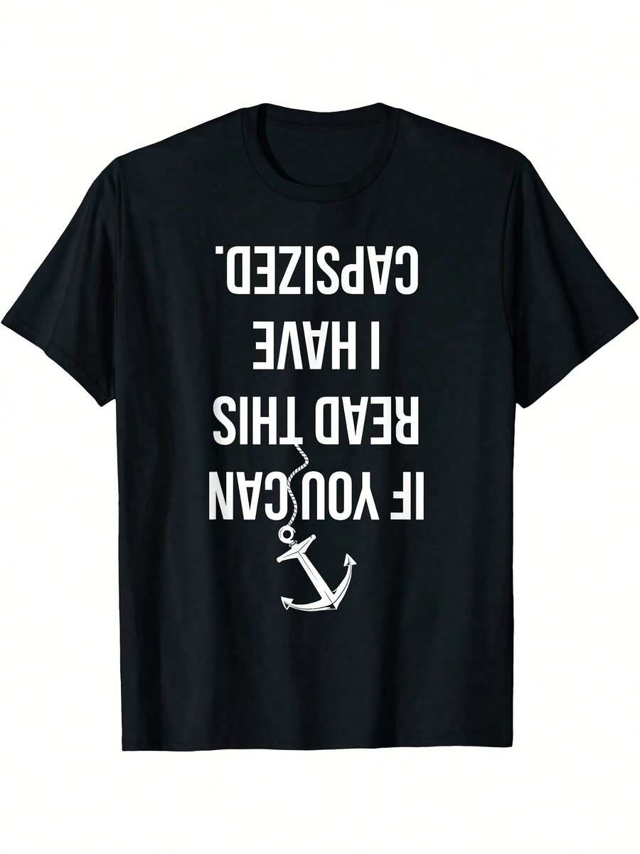 100_ Cotton Anchor Pattern T-Shirt For Men And Women - _I'm Not Crazy, I Just Love Boats_ Nautical Design, Regular Round Neck Short Sleeved T-Shirt Casual Shirt, Machine Washable, Cruise T-Shirt