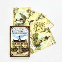 Baraja de Cartas Oráculo Lenormand de Estilo Antiguo (Con Guía en Pdf), Juego de Adivinación, Regalo de Halloween, Regalo de Navidad - Marrón - Ver 4