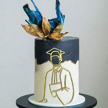 1pc/3pcs Minimalist Design Golden Acrylic Graduation Cap Cake Topper, For Graduation Ceremony And Party - Multicolor - View 6