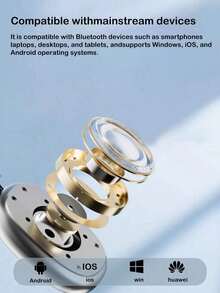 AKKHOO 无线耳罩式耳机，Jelly 5.3，电池寿命长，商务和音乐耳机，游戏无线耳机 - 銀黑色 - 查看 8