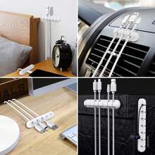 3pcs/Pack Silicone Self-Adhesive Cable Clips, Desktop USB Charger, Power Cord, Mouse Wire Organizer Clamps For PC Office Home Use - Multicolor - View 6