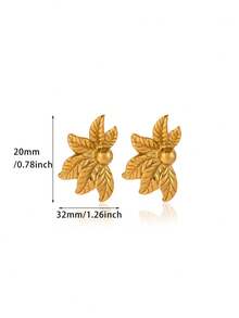 1 par de pendientes de hoja de moda para mujer, color dorado, de acero inoxidable con diseño geométrico, joyas para boda, fiesta y regalo de cumpleaños - Dorado - Ver 7