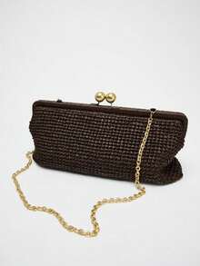 Dedoo 2026 New Handwoven Raffia Shoulder Bag With Extended Strap, Women's One Shoulder Diagonal Envelope Bag - Coffee - View 4