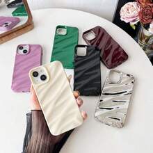 - Funda para iPhone 14, patrón de ondulación de agua, forma de onda rizada, suave (blanco),41928052 - Mostaza Amarilla - Ver 2