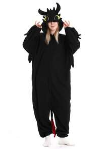 How to Train Your Dragon 无牙仔和光煞男女通用睡衣角色扮演服装套装 - 可爱卡哇伊毛绒连帽衫，配有黑白仿毛皮龙翼和尾巴，柔软法兰绒面料，适合睡衣、万圣节派对、角色扮演，青少年、成人、男士和女士均可穿着，是动漫迷的趣味礼物，也是圣诞节、情人节的理想选择。 - 彩色 - 查看 19