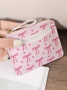 Women's Ultra-Thin Zipper Wallet Pink Heart-Shaped Bow Card Holder Light Daily Common Card Holder Zipper Closure, Women's Card Bag Bow Bow Sweet Cartoon Mini Change Bag Multi Card Slot Certificate Storage Organ Bag, Pink Bow Love Pattern Button Fashion Card Bag Slim, Chain Wallet Foundation Make-Up Strawberry Card Holder Light Daily Common Card Holder Zipper Multi Card Slot - Multicolor - View 9