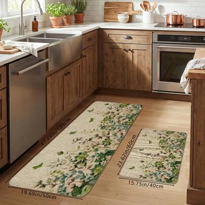 1 adet İlkbahar/Yaz Taze Doğal Yeşil Bitki, Pamuk ve Kelebek Baskılı Sünger Mutfak Zemin Paspası, Yumuşak Kaymaz Emici Yıkanabilir Kapı Paspası, Şenlikli Dekoratif Halı, Dikdörtgen Düşük Havlı Tatil Evi Dekorasyon Paspası, Oturma Odası, Yatak Odası, Mutfak, Giriş, Banyo İçin Uygundur