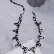 1 Piece Of Vintage, Unique, Exaggerated Style Punk Hip-Hop Studded Necklace, Suitable For Parties, Gatherings, And Everyday Wear - màu đen - Xem 7